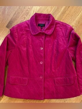 Talbots Quilted Raspberry-Pink Button-Front Jacket